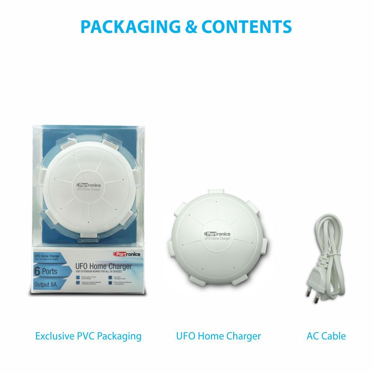 UFO charger 6 USB ports charging smartphones, tablets and accessories simultaneously | Grunx