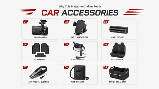 Best car accessories for Indian roads 2026 including dash camera, phone holder and car charger