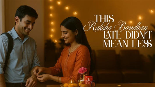 Siblings celebrating Raksha Bandhan late at night after work tying rakhi at 9 PM showing that sibling love never waits