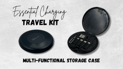 Essential charging travel kit with multi functional storage case and cable organizer