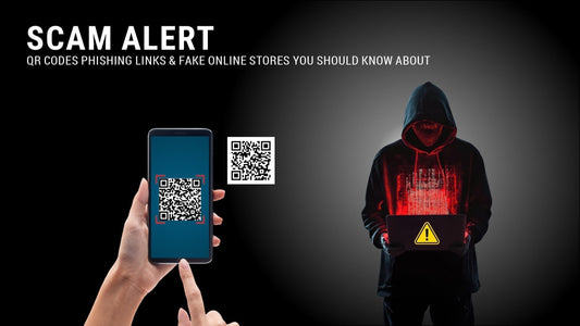 Warning sign over QR code and phishing link representing online shopping scams and fake store fraud in India