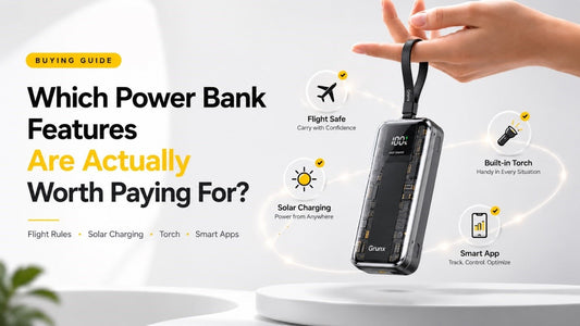 Premium power bank featuring solar charging, wireless charging, built-in flashlight, flight-safe design, smart app connectivity, and portable fast charging for smartphones, tablets, and everyday travel. 