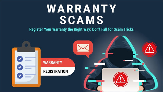 Warning sign over fake warranty registration form representing tech product warranty scams and how to register safely in India