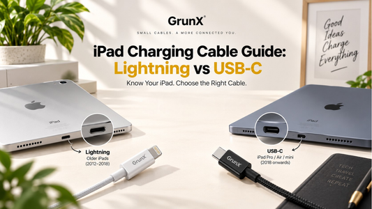 GrunX Lightning vs USB-C iPad Charging Cable Guide compatible cables for older and newer iPad models