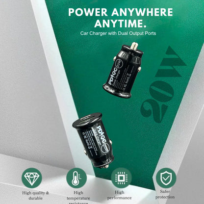 Dual Port Smart Car Charger 3.1A With USB C & USB A - Cool