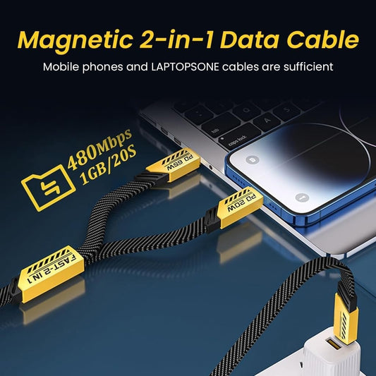 GRUNX dual connector cable Type C to Type C and Lightning fast charging cable