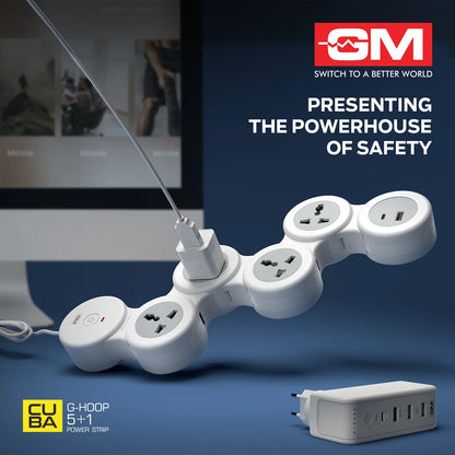 GM GHoop 5 Plus 1 Spike Guard Power Extension Strip - With Type C and Type A