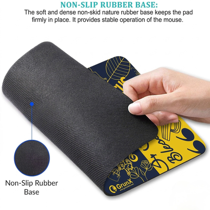 GrunX Swift Speed Mouse Pad Non-Slip Rubber Base Close Up , Soft Dense Nature Rubber Bottom for Stable Mouse Operation on Desk
