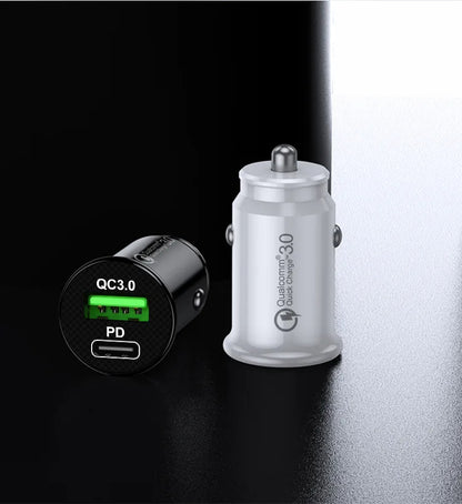 Dual Port Smart Car Charger 3.1A With USB C & USB A - Cool