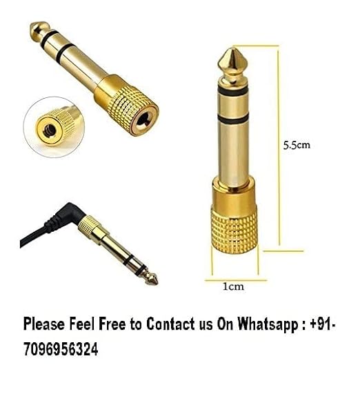 6.5mm to 3.5mm stereo jack adapter dimensions - 5.5cm length, 1cm diameter, gold plated