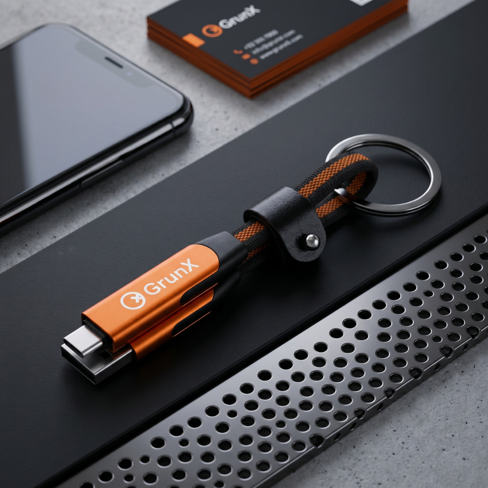 GRUNX portable keychain cable travel charging solution for iPhone and Android