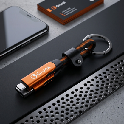 GRUNX portable keychain cable travel charging solution for iPhone and Android