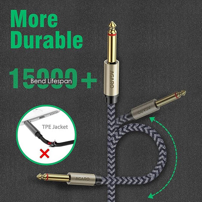 Durable braided audio cable with 15000+ bend lifespan and TPE jacket protection