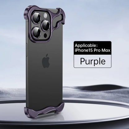 GRUNX Alien purple ARC titanium bumper iPhone 13 Pro Max case showing full arc frame structure and open-back design India