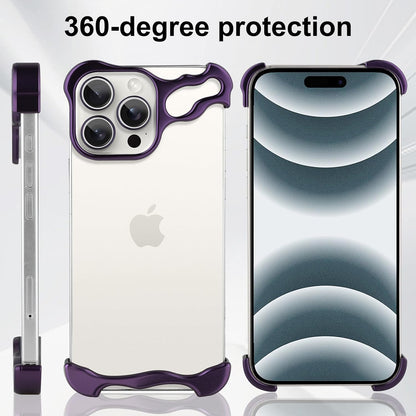 GRUNX Alien purple titanium bumper iPhone 14 Pro Max case showing 360-degree arc protection all-angle coverage India