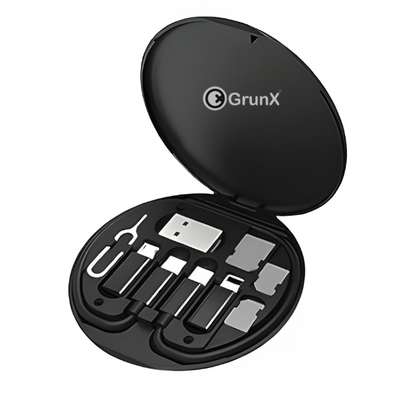 GRUNX Stuff 60W travel set compact adapter charging iPhone and Android simultaneously in Indian hotel room