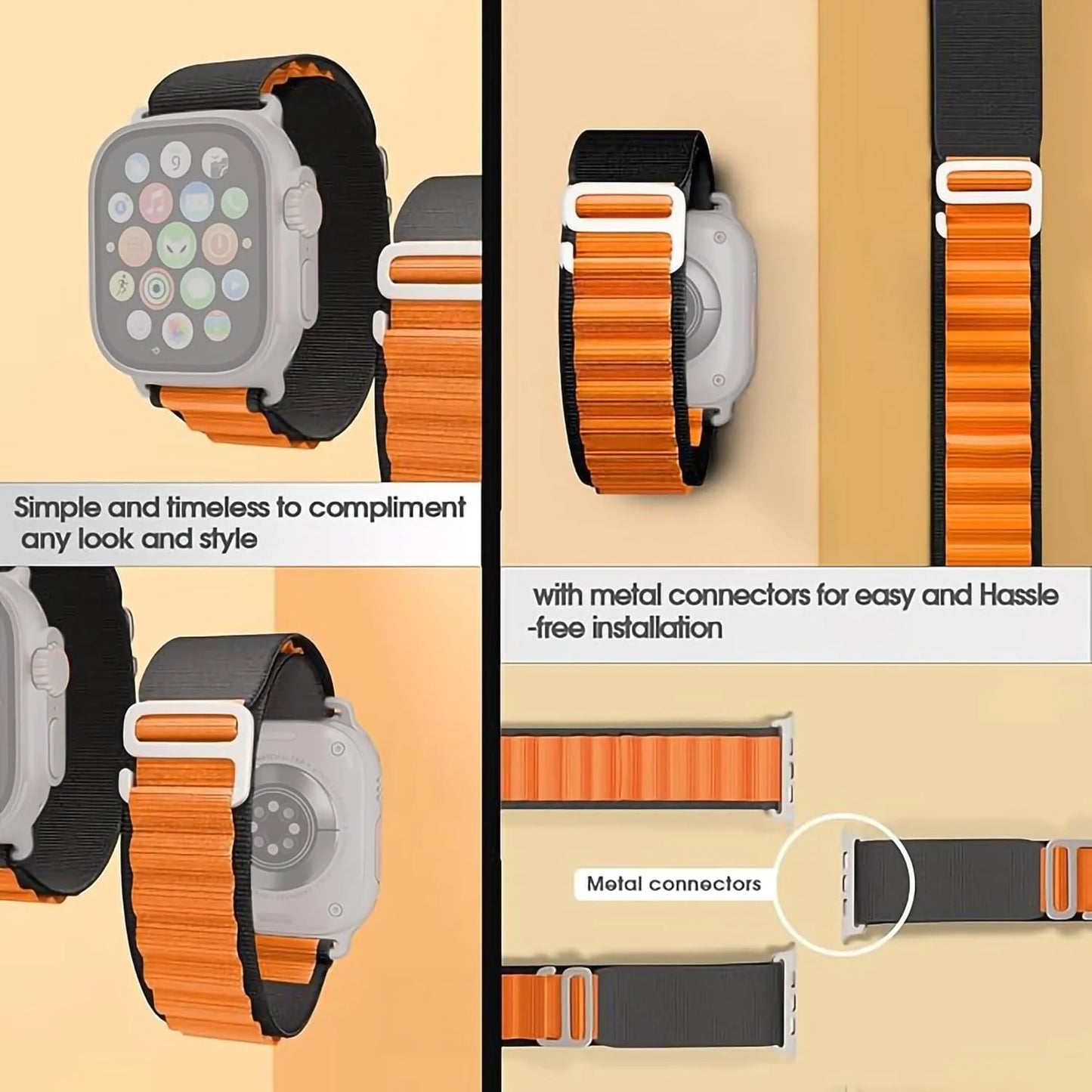 GRUNX Alpine nylon Apple Watch strap orange breathable moisture-wicking fabric rugged sport India