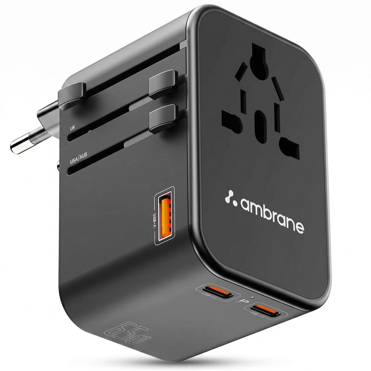 ATA 02 65W Type C international travel adapter universal socket design