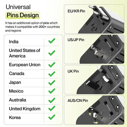 universal travel adapter multi country plug compact charger side view