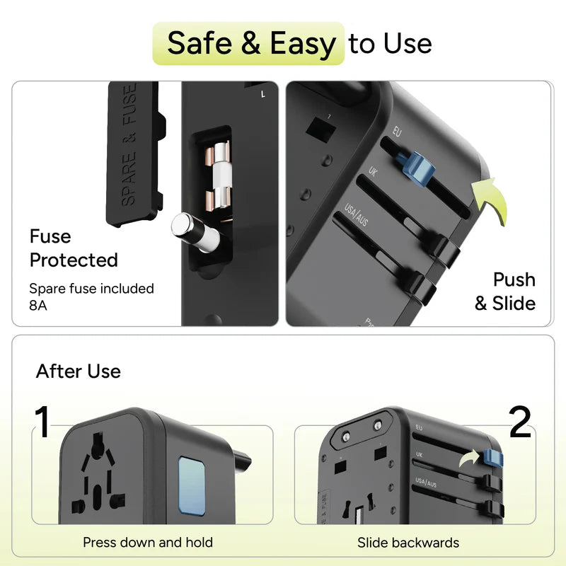 Instructions on how to use a fuse protected electrical device with text and diagrams.