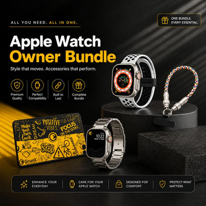 GrunX Apple Watch Owner Bundle with sport band with magnetic buckle apple watch strap,  titanium metal strap, gaming mouse pad and Phone Lanyard Charm With 60W Fast Charging Cable