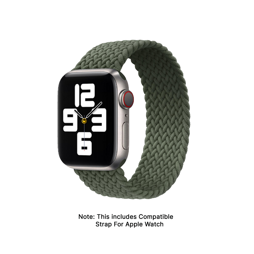 GRUNX Army nylon braided Apple Watch strap green front view smartwatch woven design all series 38 40 41 42 44 45 49mm India