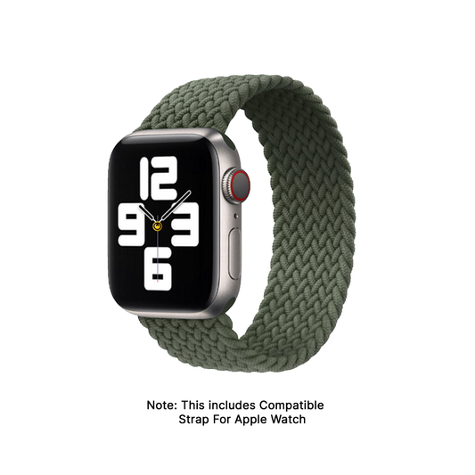 GRUNX Army nylon braided Apple Watch strap green front view smartwatch woven design all series 38 40 41 42 44 45 49mm India