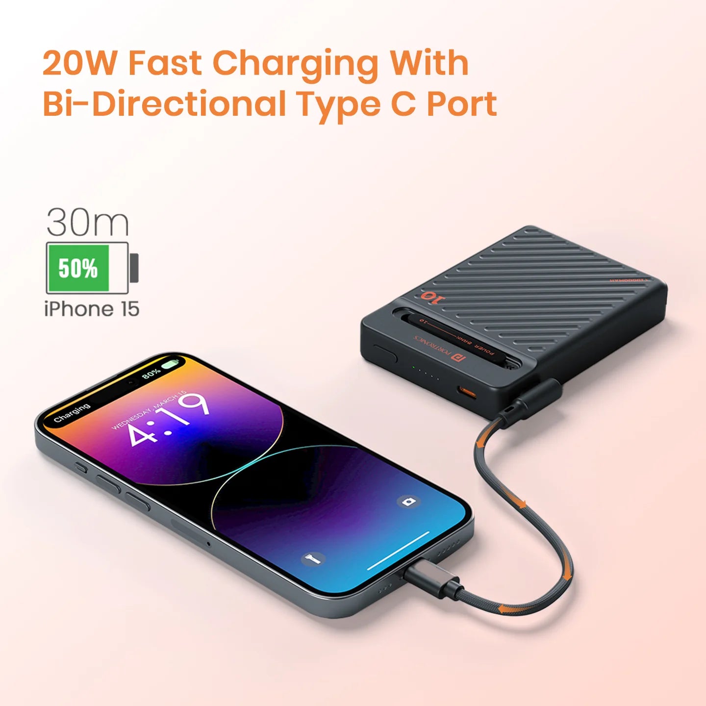 Portronics Wireless & Wired Power bank With Stand - 15W Dual Options