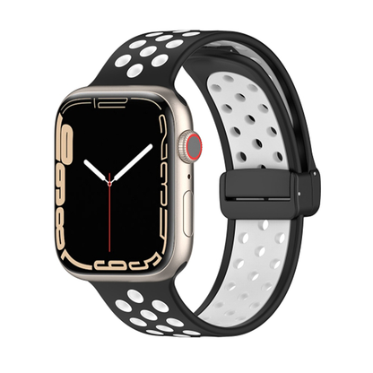 GRUNX Atlanta silicone Apple Watch strap black white colour contrast magnetic buckle sport band India
