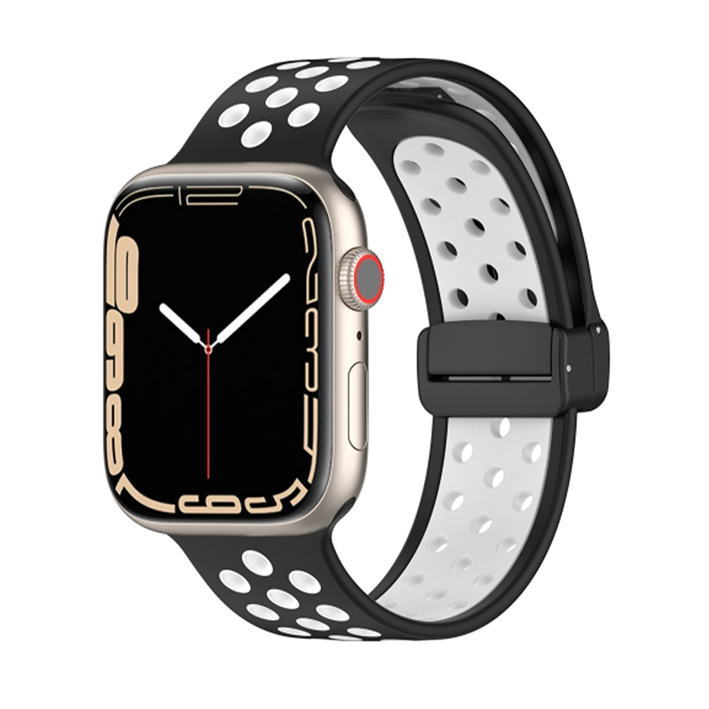 GRUNX Atlanta silicone Apple Watch strap black white colour contrast magnetic buckle sport band India