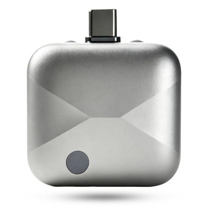 Premium auto stop charging adapter product image showing compact USB-C charging safety device on white background.
