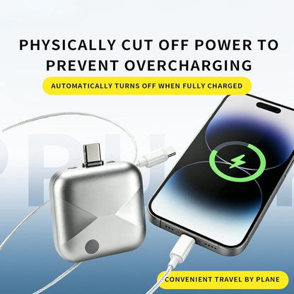 Auto stop charging adapter connected to smartphone, automatically cutting power after full charge to prevent overcharging and battery damage.