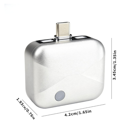 Front angled view of auto stop charging adapter with compact square design and USB-C connector.