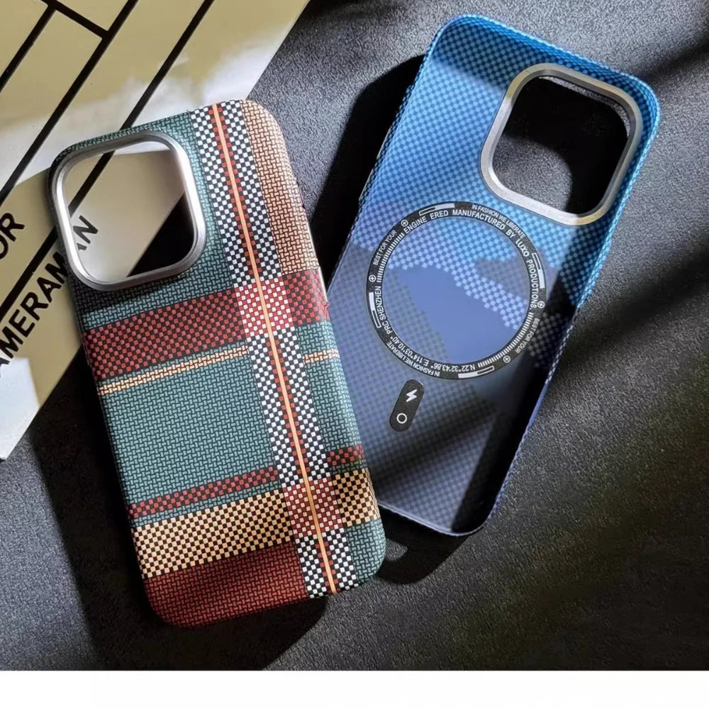 Slim Carbon Fiber iPhone Cover With Checks Design - Jack