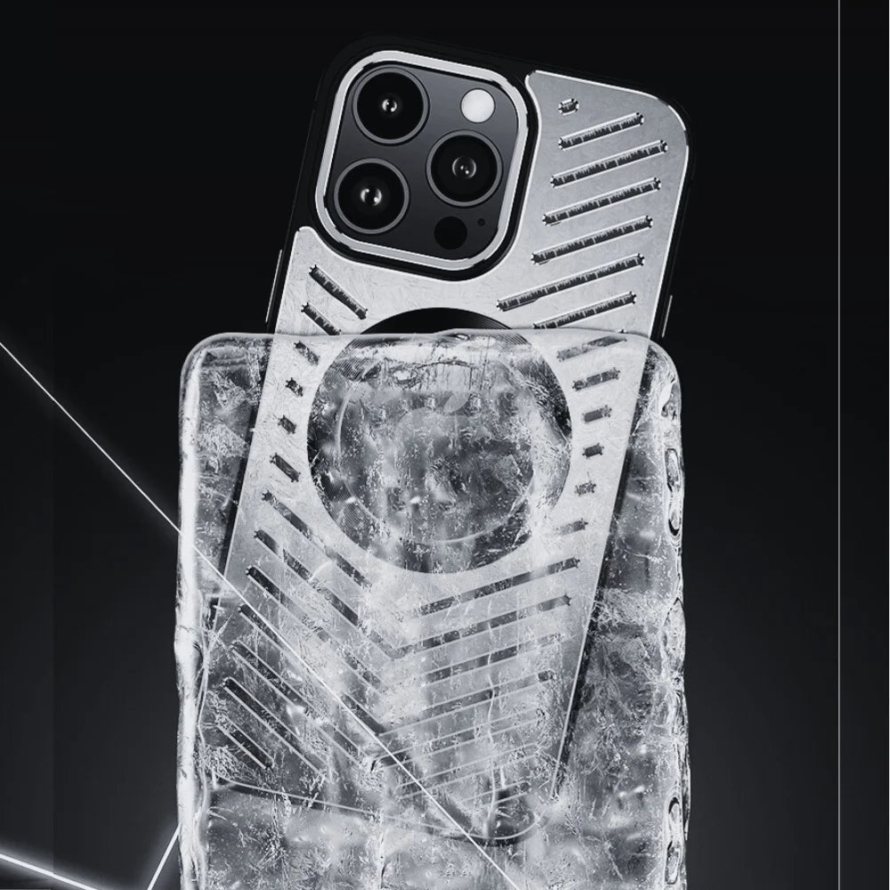 Close-up GRUNX Beast iPhone metal case gray hollow openwork cooling structure for heat dissipation India