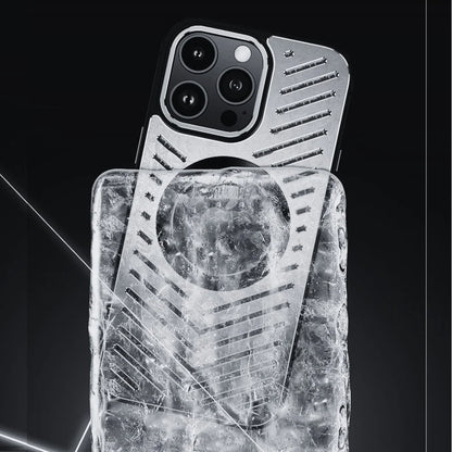 Close-up GRUNX Beast iPhone metal case gray hollow openwork cooling structure for heat dissipation India