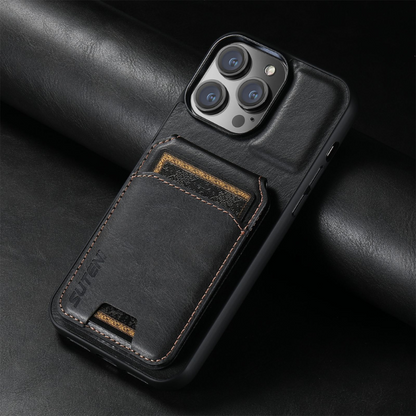 Rush - Premium Leather iPhone Case with Wallet Black