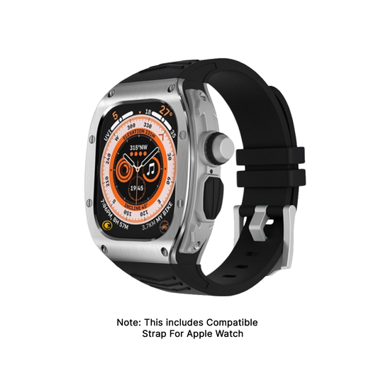 GRUNX Blackberry luxury titanium stainless steel Apple Watch Ultra case black silicone strap 49mm India front view