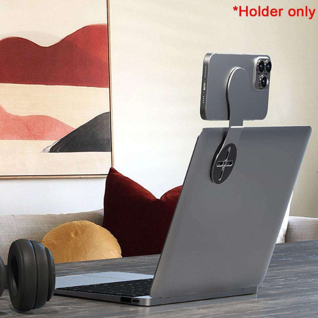 GRUNX Bond magnetic holder showing strong grip on laptop with phone at eye level for video calls multitasking India