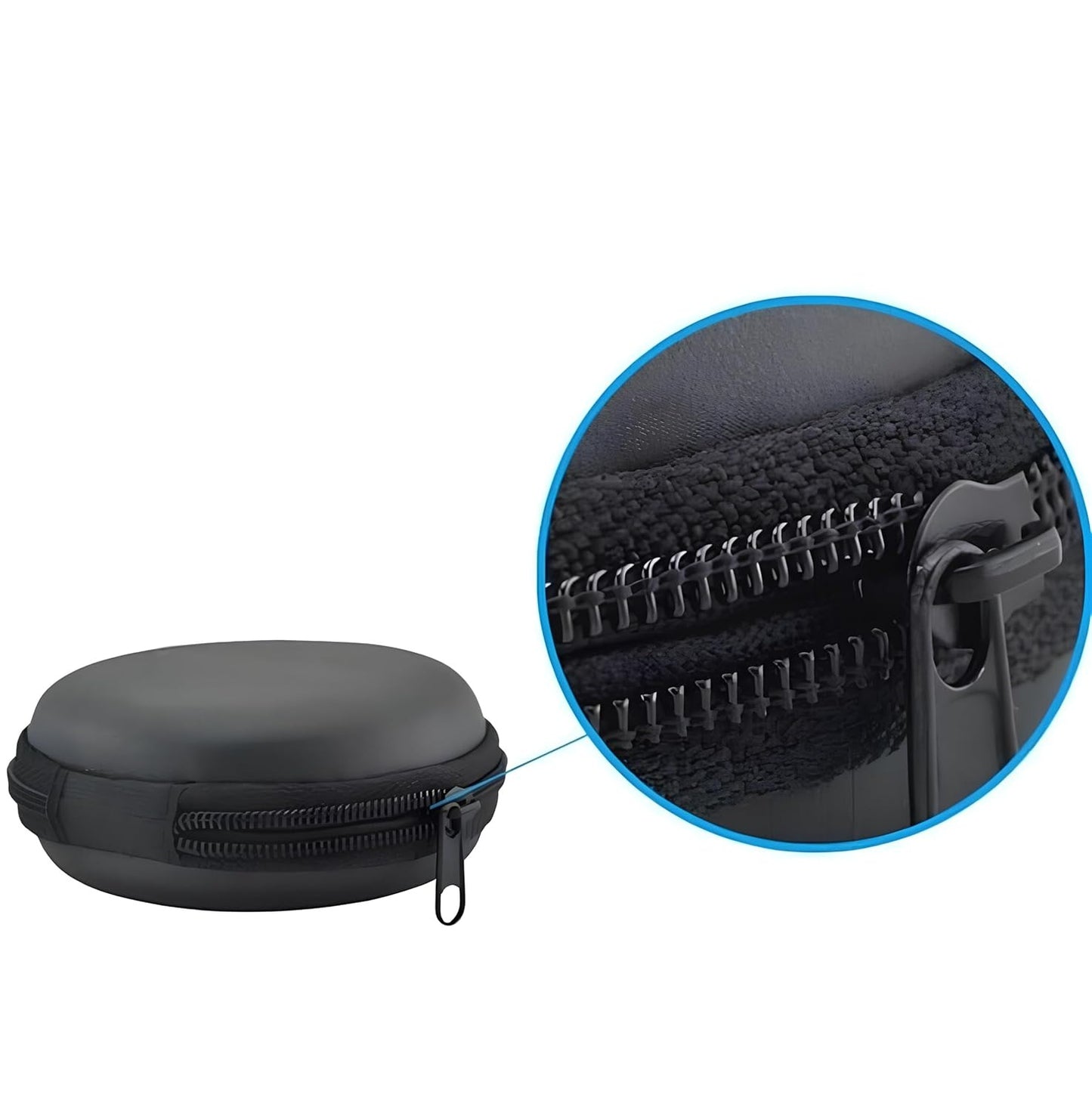 Close-up of GRUNX Bubble EVA hard shell shock-resistant body and smooth zipper closure earphone gadget organizer