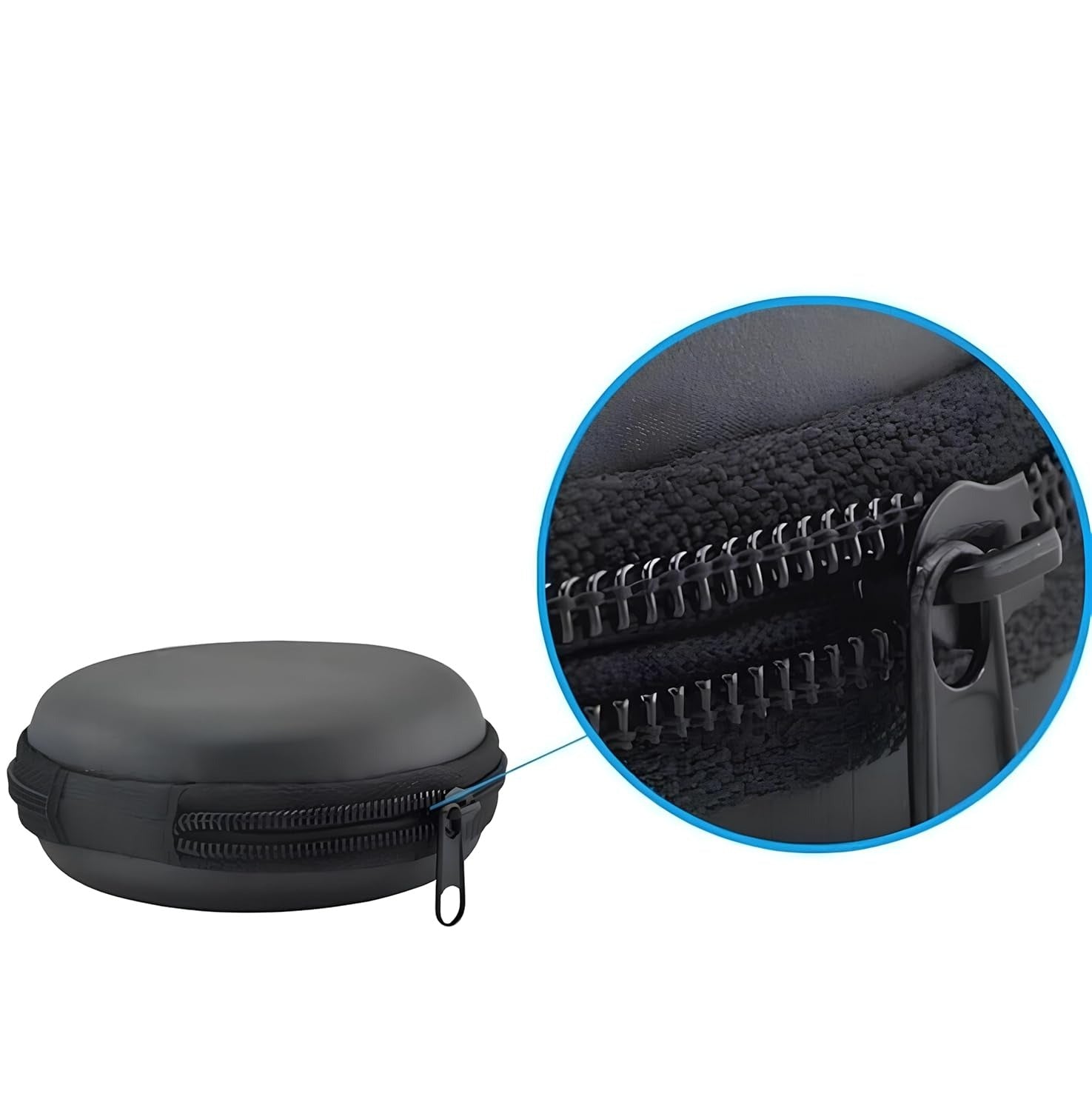 Close-up of GRUNX Bubble EVA hard shell shock-resistant body and smooth zipper closure earphone gadget organizer