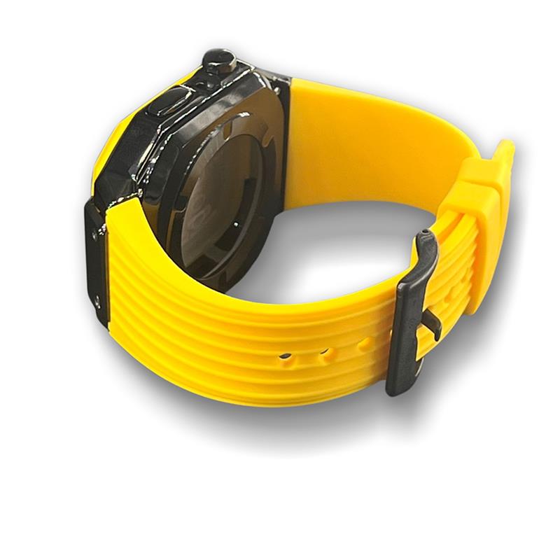 GRUNX Bumblebee silicone Apple Watch strap yellow back view steel magnetic buckle and strap India