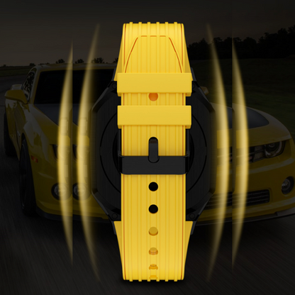 GRUNX Bumblebee silicone Apple Watch strap yellow back view steel magnetic buckle and strap India
