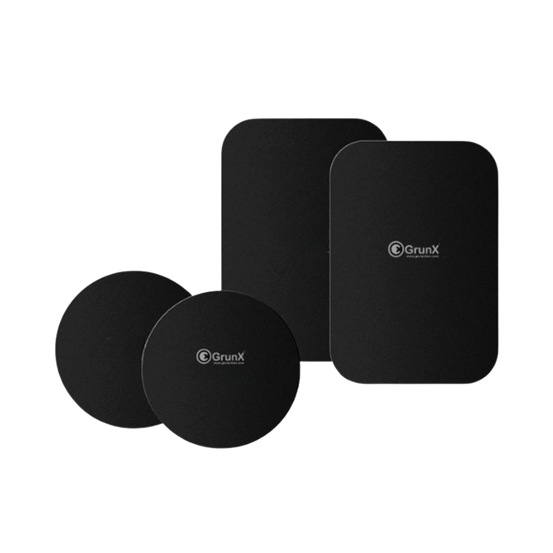GRUNX Buzz 3M adhesive neodymium phone magnet disc attached to iPhone on magnetic car mount inside Indian car dashboard