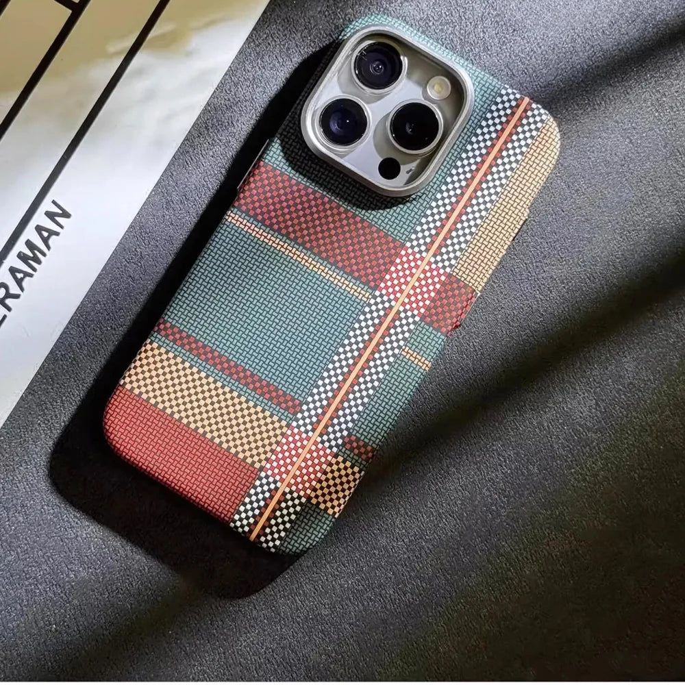 Slim Carbon Fiber iPhone Cover With Checks Design - Jack