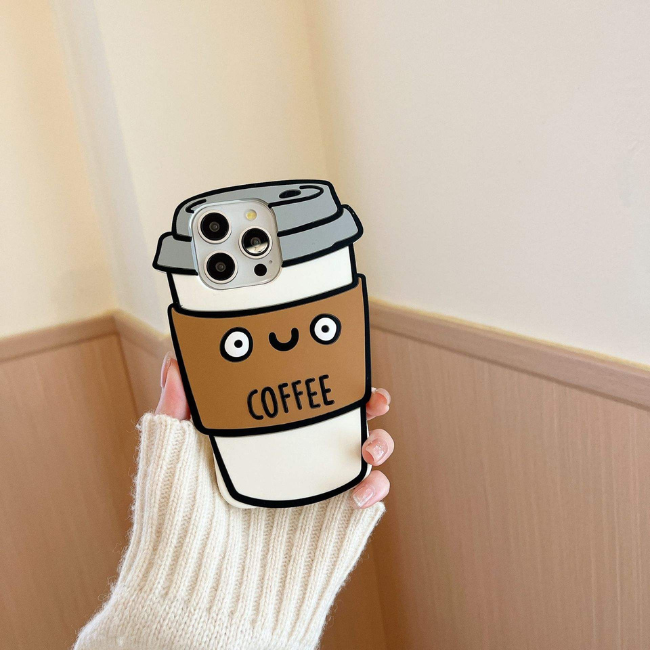 Case and Cover iPhone 16 Pro Max  Brown Cute Cartoon Coffee Cup with a Smiling Face Coffee GrunX in India