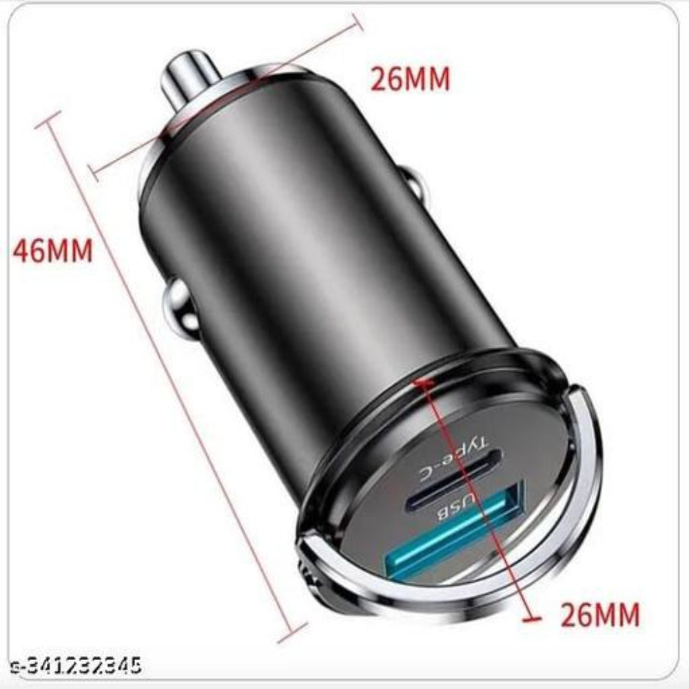GRUNX Cool 2.0 85W compact metallic car charger pull ring design showing flush fit in cigarette lighter socket India