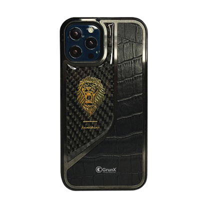 iPhone leather case croc pattern premium textured cover design back view GRUNX India