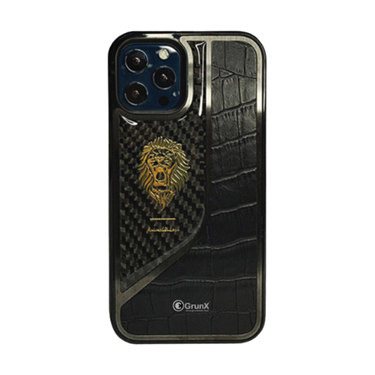 iPhone leather case croc pattern premium textured cover design back view GRUNX India
