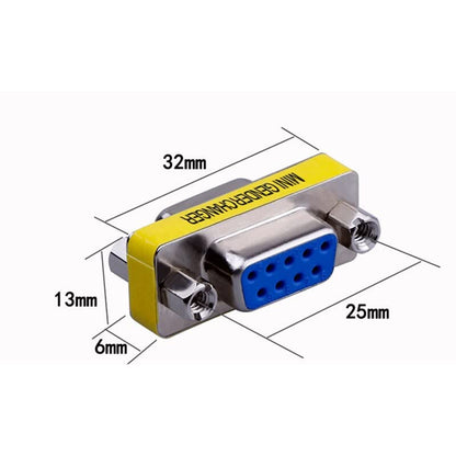 DB9 mini gender changer adapter dimensions showing 32mm length and 25mm width